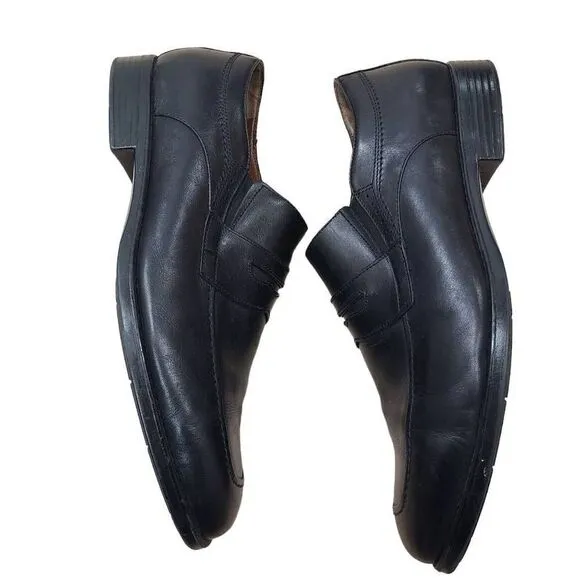 Johnston &amp; Murphy Loafer Shoes Men's Size 14 M Black Leather Slip On Waterproof