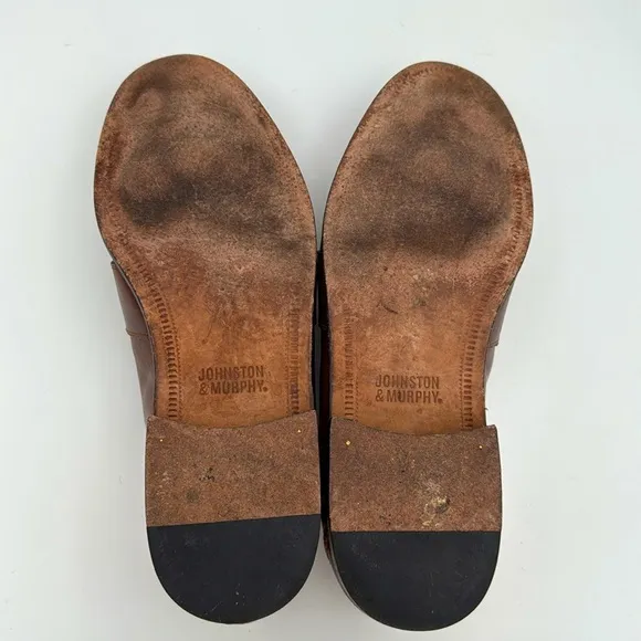 Johnston &amp; Murphy -Men’s Brown genuine Leather Loafers slip on Dress shoes SZ 11