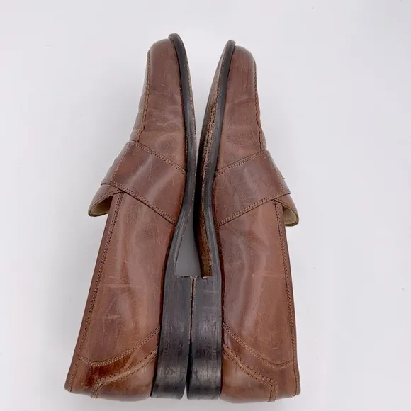 Johnston &amp; Murphy -Men’s Brown genuine Leather Loafers slip on Dress shoes SZ 11