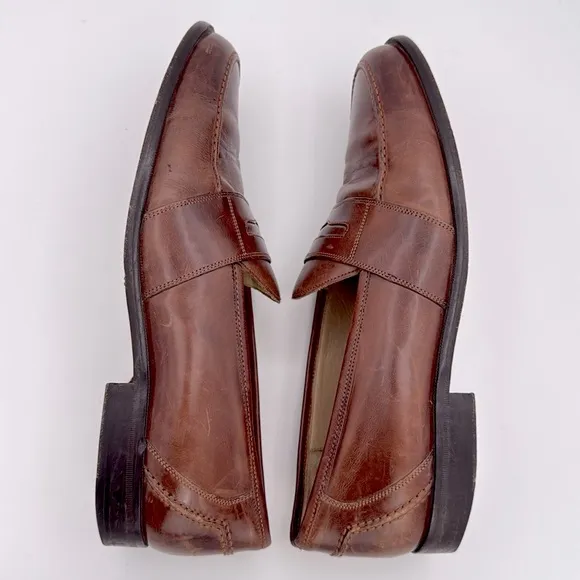 Johnston &amp; Murphy -Men’s Brown genuine Leather Loafers slip on Dress shoes SZ 11