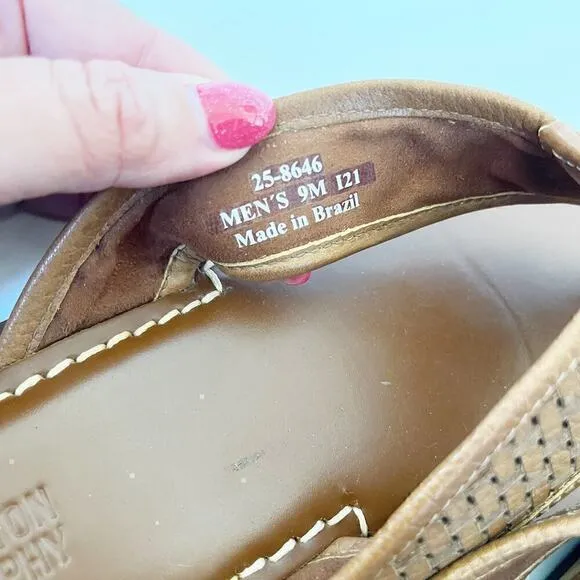 Johnston &amp; Murphy Men's Norris Laser-Weave Flip-Flops Sandals Sz 9M‎ Brown