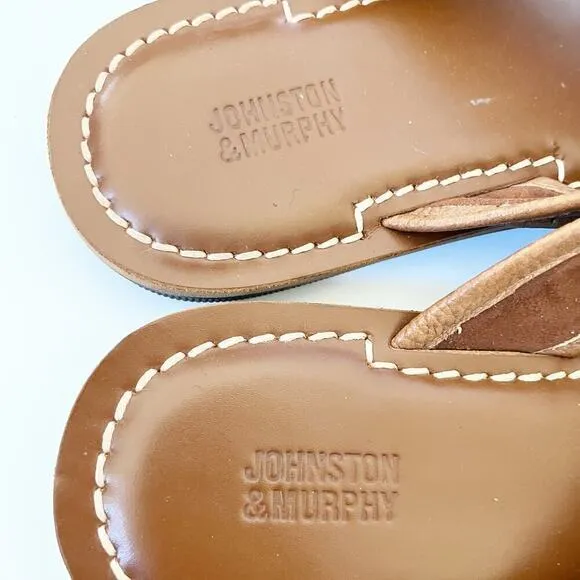 Johnston &amp; Murphy Men's Norris Laser-Weave Flip-Flops Sandals Sz 9M‎ Brown