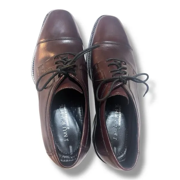 Johnston &amp; Murphy Novick Cap Toe Oxford Burgundy Dress Shoes Size 10.5W