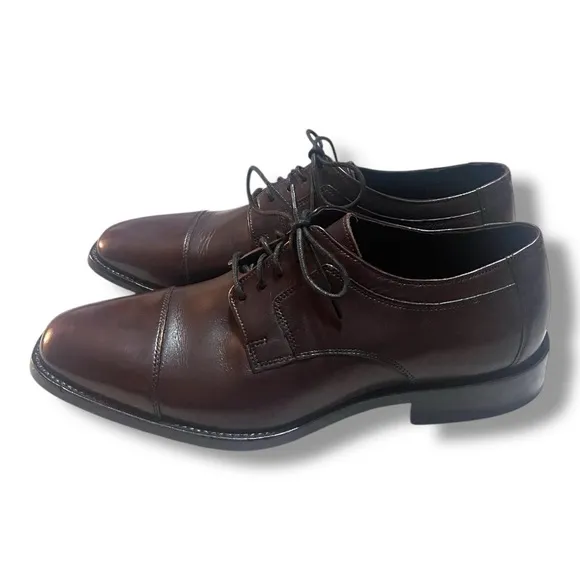 Johnston &amp; Murphy Novick Cap Toe Oxford Burgundy Dress Shoes Size 10.5W