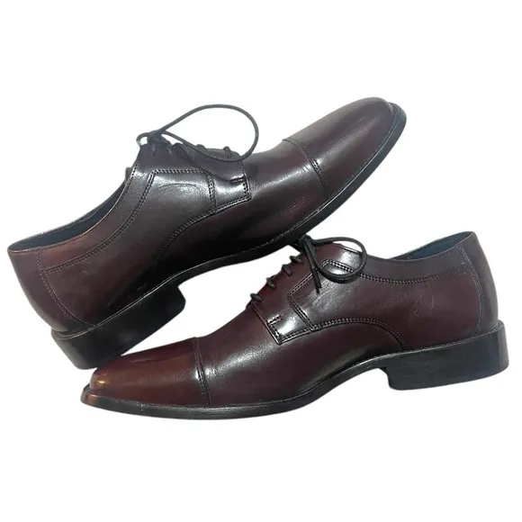 Johnston &amp; Murphy Novick Cap Toe Oxford Burgundy Dress Shoes Size 10.5W