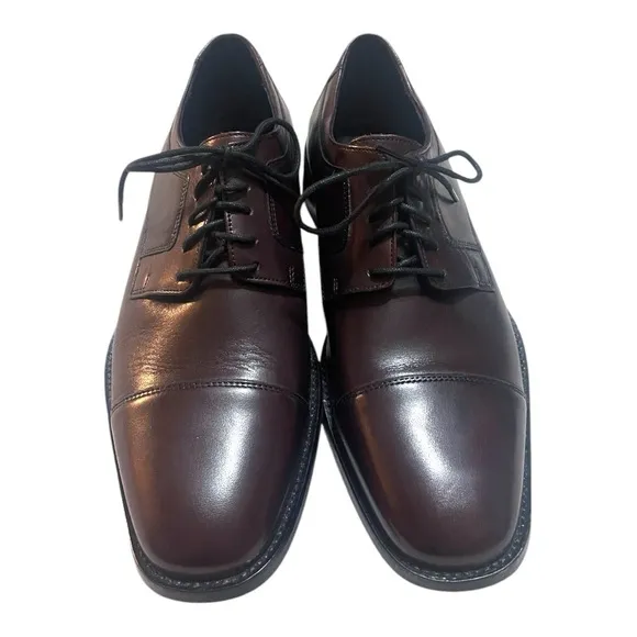 Johnston &amp; Murphy Novick Cap Toe Oxford Burgundy Dress Shoes Size 10.5W