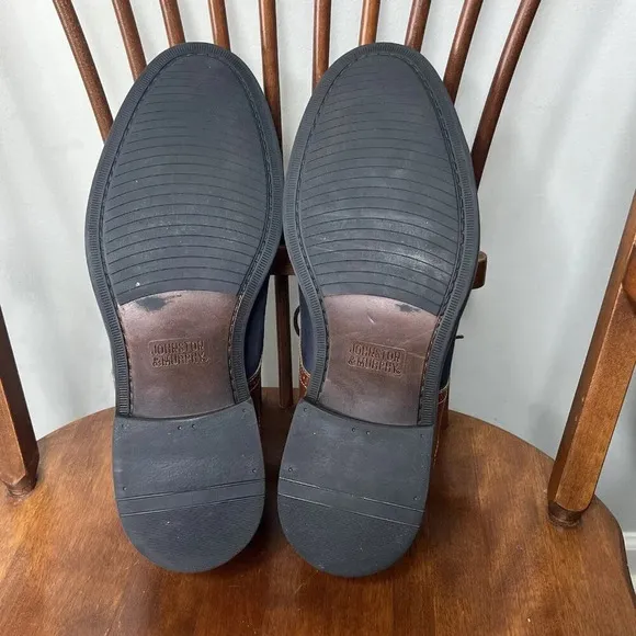 Johnston &amp; Murphy Shoes Mens 11.5D Blue Suede Leather Two Tone Saddle Oxfords