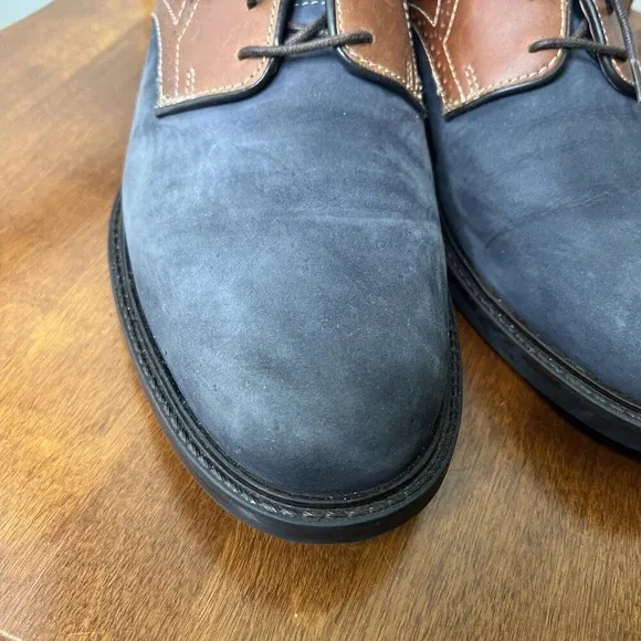 Johnston &amp; Murphy Shoes Mens 11.5D Blue Suede Leather Two Tone Saddle Oxfords