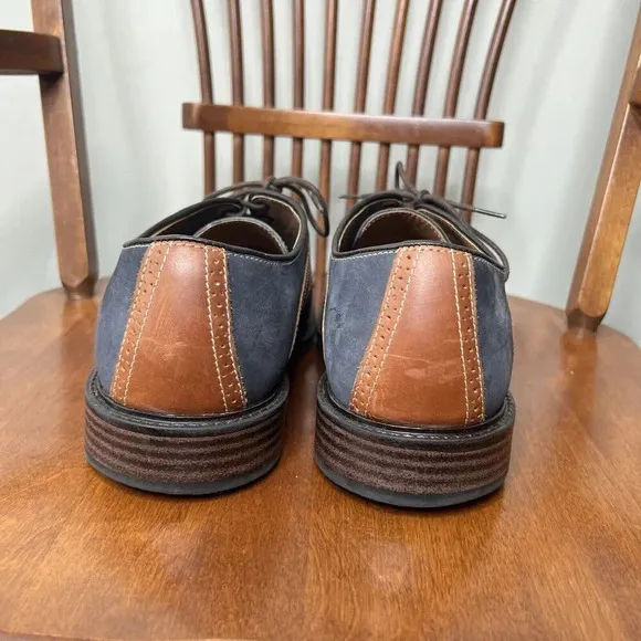 Johnston &amp; Murphy Shoes Mens 11.5D Blue Suede Leather Two Tone Saddle Oxfords