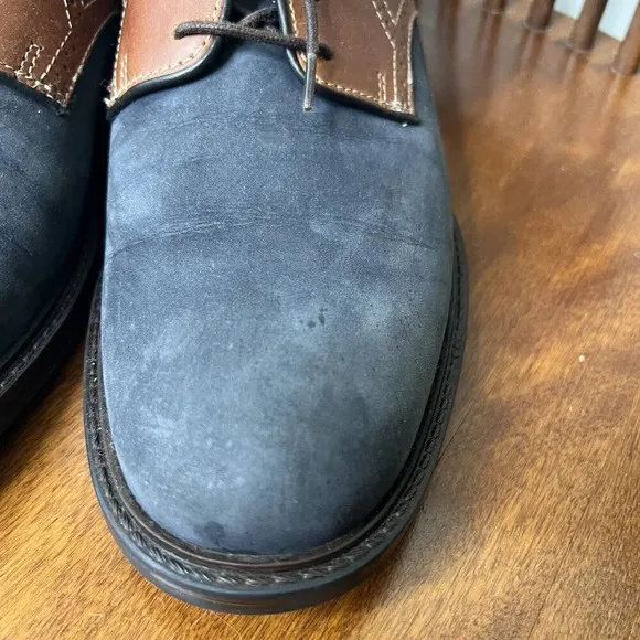 Johnston &amp; Murphy Shoes Mens 11.5D Blue Suede Leather Two Tone Saddle Oxfords