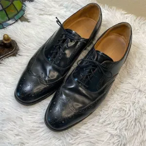 Johnston &amp; Murphy Men's Black Leather Cap Toe Oxford Shoes Size 9.5