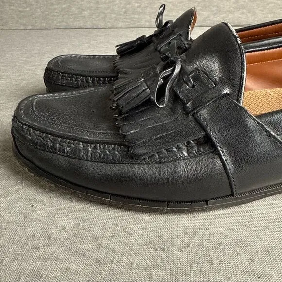 JOHNSTON MURPHY Aragon II Men's 13M Black Leather Kiltie Tassel Loafers 20-0593