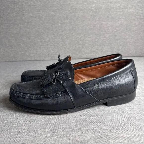 JOHNSTON MURPHY Aragon II Men's 13M Black Leather Kiltie Tassel Loafers 20-0593