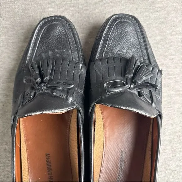 JOHNSTON MURPHY Aragon II Men's 13M Black Leather Kiltie Tassel Loafers 20-0593