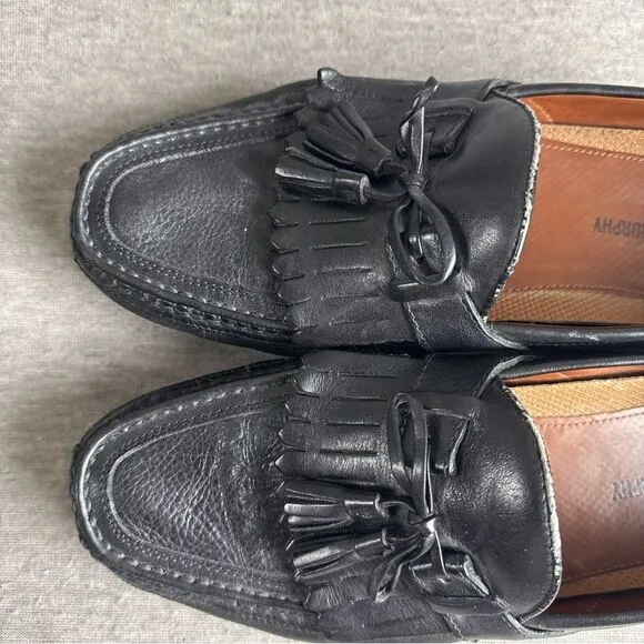 JOHNSTON MURPHY Aragon II Men's 13M Black Leather Kiltie Tassel Loafers 20-0593