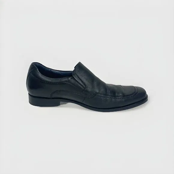 Johnston Murphy Mens Size 9.5M Black Leather Loafers Slip On Dress Shoes
