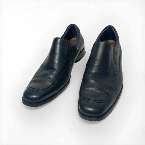 Johnston Murphy Mens Size 9.5M Black Leather Loafers Slip On Dress Shoes