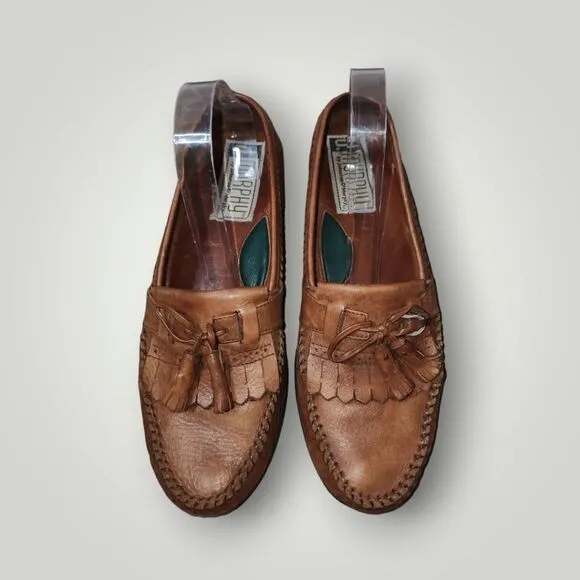 Johnston &amp; Murphy Brown Leather Tassel Loafers 15-1840 Dress Shoes Men's 8.5