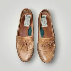 Johnston &amp; Murphy Brown Leather Tassel Loafers 15-1840 Dress Shoes Men's 8.5