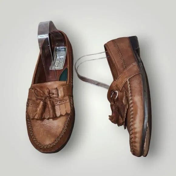 Johnston &amp; Murphy Brown Leather Tassel Loafers 15-1840 Dress Shoes Men's 8.5