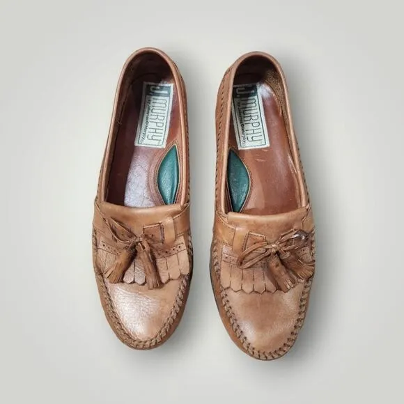 Johnston &amp; Murphy Brown Leather Tassel Loafers 15-1840 Dress Shoes Men's 8.5