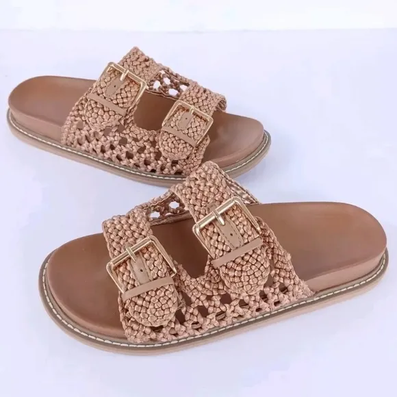 Joie Crochet Woven Slide Sandals Size 7