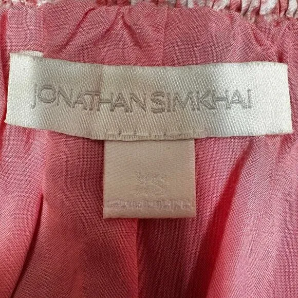 Jonathan Simkhai Sydney Floral Ruched Elastic Ruffle Smocked Mini Skirt Pink XS