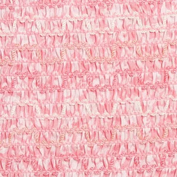 Jonathan Simkhai Sydney Floral Ruched Elastic Ruffle Smocked Mini Skirt Pink XS