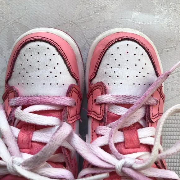 Jordon 1 Mid Valentine’s Day Pink/White Sneakers Lace-Up Shoes Toddlers Size 7C