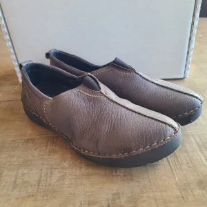 JOSEF SEIBEL Womens Brown Slip On Loafers Shoes Nubuck Leather Sz 37 (6-6.5)