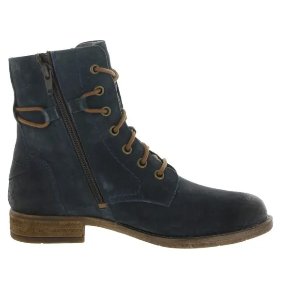 Josef Seibel Womens Sienna 70 Ocean Blue Suede Combat &amp; Lace-up Boots Shoes