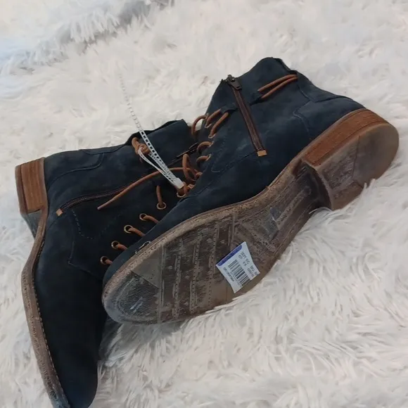 Josef Seibel Womens Sienna 70 Ocean Blue Suede Combat &amp; Lace-up Boots Shoes