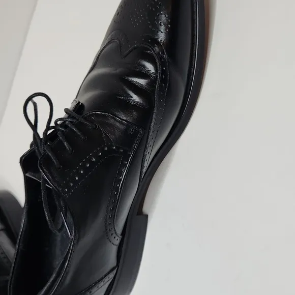 Joseph Abboud Men's Classic Black Leather Upper Lace Wing Tip Dress Shoe Size 10