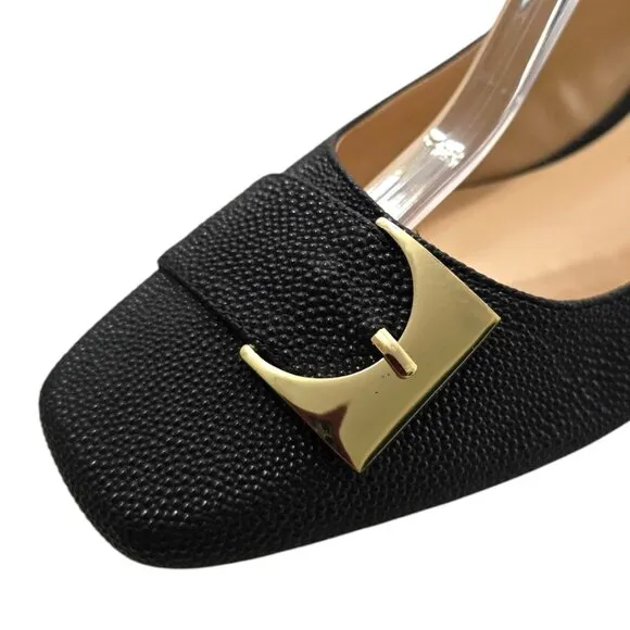 J.Renee Black Venda Pebbled Faux Leather Slingback Pumps Sz 11M
