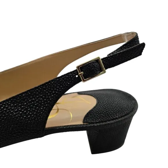 J.Renee Black Venda Pebbled Faux Leather Slingback Pumps Sz 11M