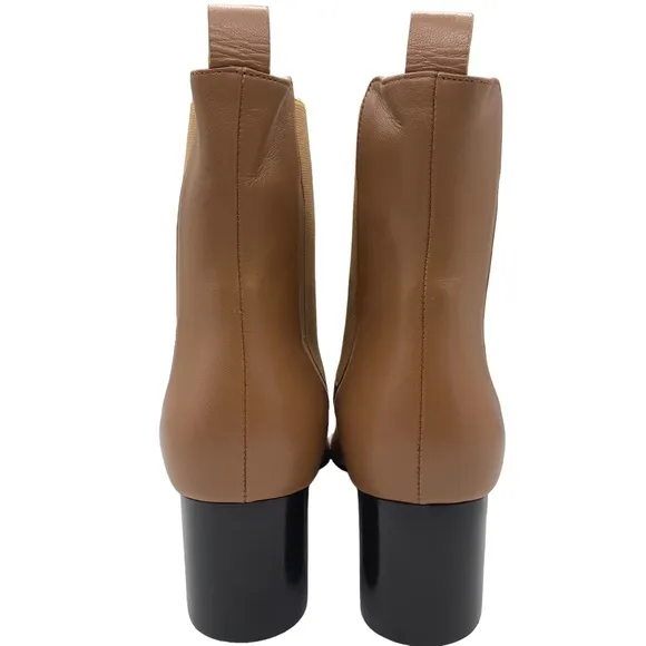 Kahmune Women's Boots Mila Nappa Leather Ankle Heeled Chelsea Neutral Winter NEW