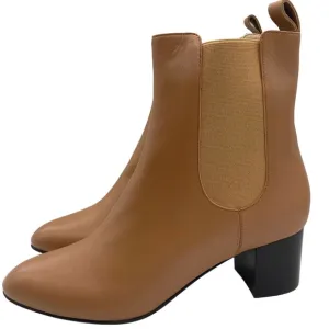 Kahmune Women's Boots Mila Nappa Leather Ankle Heeled Chelsea Neutral Winter NEW
