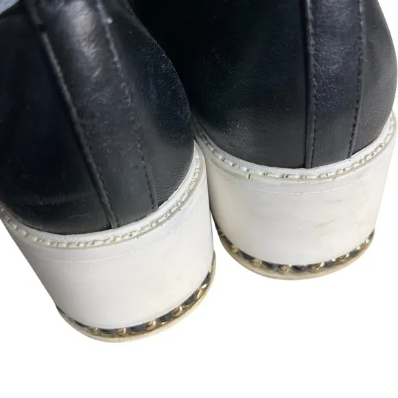 KARL LAGERFELD Black Leather Sneakers Bali Platform Lace Up Size 7.5