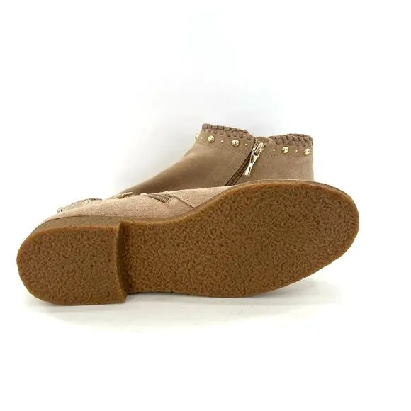Kate Spade Studded Tasseled Suede Western Ankle Booties Shoes.
