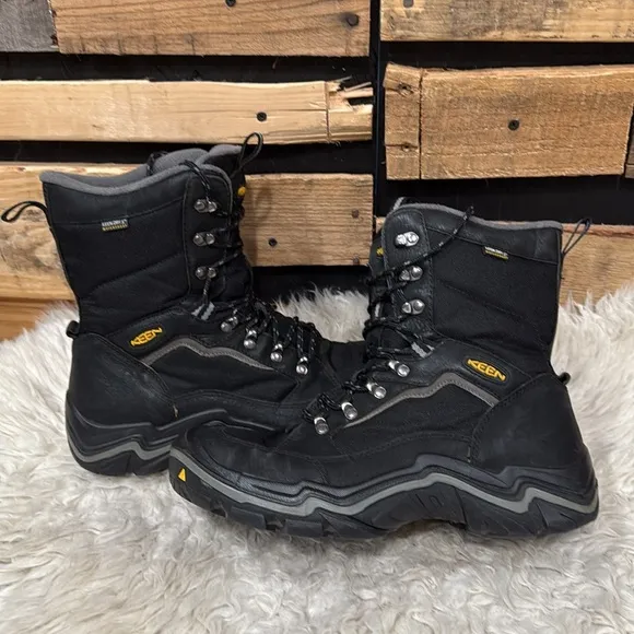 Keen Mens Durand Polar Winter Boots 400gram Men's 10.5 Black/Gargoyle -40F