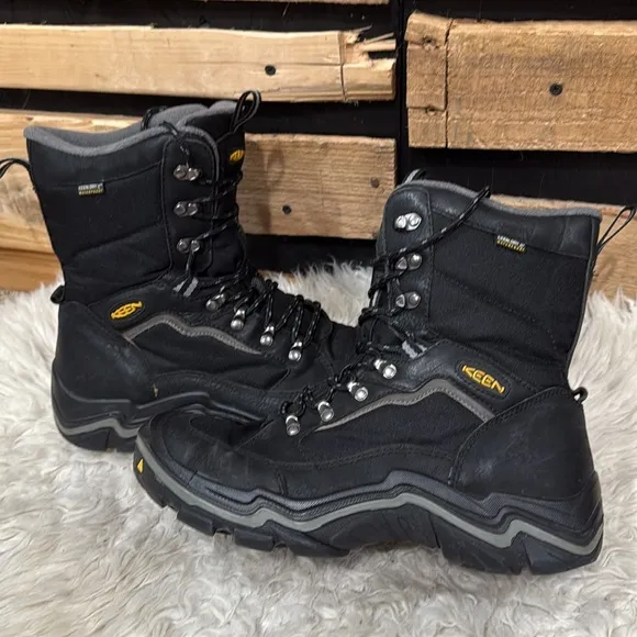 Keen Mens Durand Polar Winter Boots 400gram Men's 10.5 Black/Gargoyle -40F