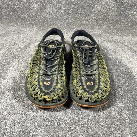 Keen Woven Bungee Cord Sandals Green Yellow Drawstring Men Size 9.5 1014619