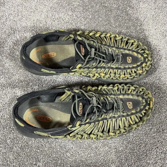 Keen Woven Bungee Cord Sandals Green Yellow Drawstring Men Size 9.5 1014619