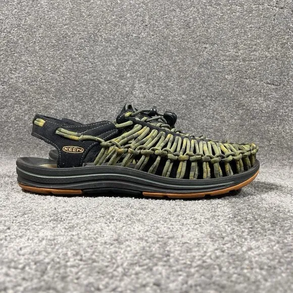 Keen Woven Bungee Cord Sandals Green Yellow Drawstring Men Size 9.5 1014619