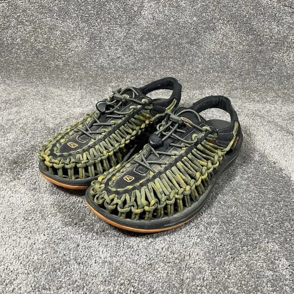 Keen Woven Bungee Cord Sandals Green Yellow Drawstring Men Size 9.5 1014619
