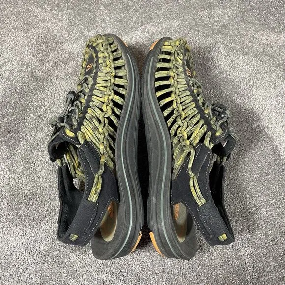 Keen Woven Bungee Cord Sandals Green Yellow Drawstring Men Size 9.5 1014619