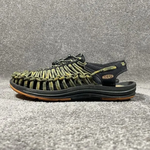 Keen Woven Bungee Cord Sandals Green Yellow Drawstring Men Size 9.5 1014619