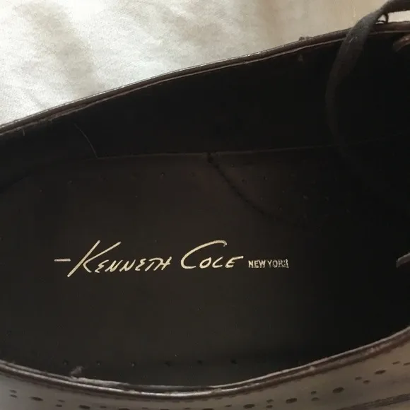 Kenneth Cole Brown Leather Oxford Shoes with Brogue Detailing NWT