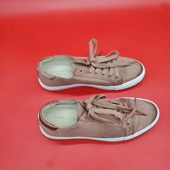 Kenneth Cole New York Kam Sneakers Women's 7M Blush Pink Satin Shoes