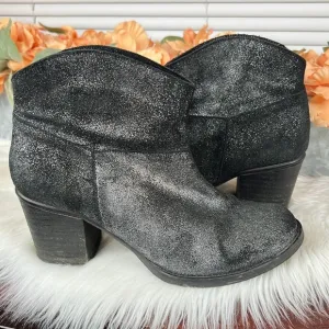 KG by Kurt Geiger Suzie Pewter Silver Metallic Suede Ankle Boots Size